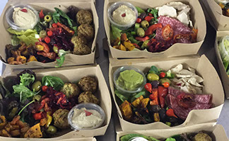 Freshly pre-prepared salads with a variety of fillings